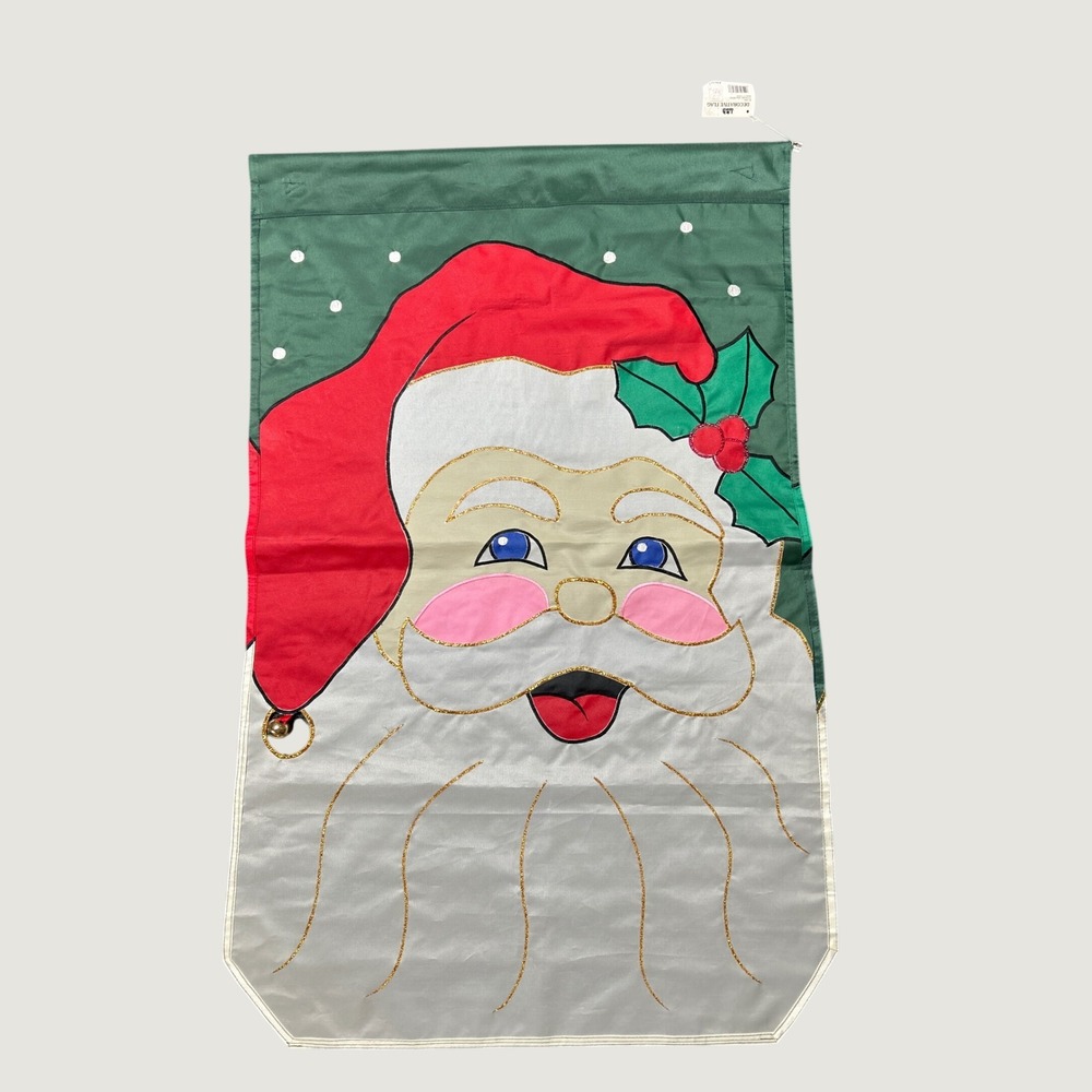 Santa Claus Garden Flag Santa Claus 43x27 Vtg 90s Jingle Bell NWT Christmas